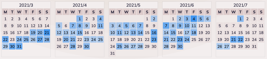Typing learing calendar